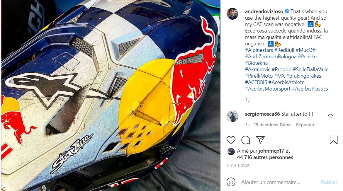 Andrea Dovizioso remercie son casque ...