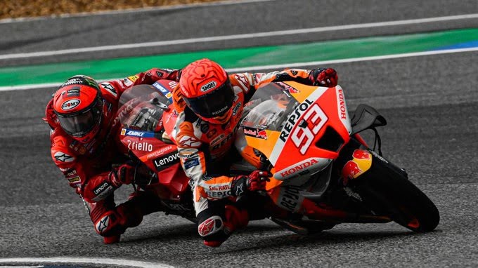 MotoGP Thaïlande J3 Marc Marquez (Honda/5) : « sur Pecco Bagnaia, j’ai laissé les freins serrés car c’était trop à la limite et il joue le championnat »